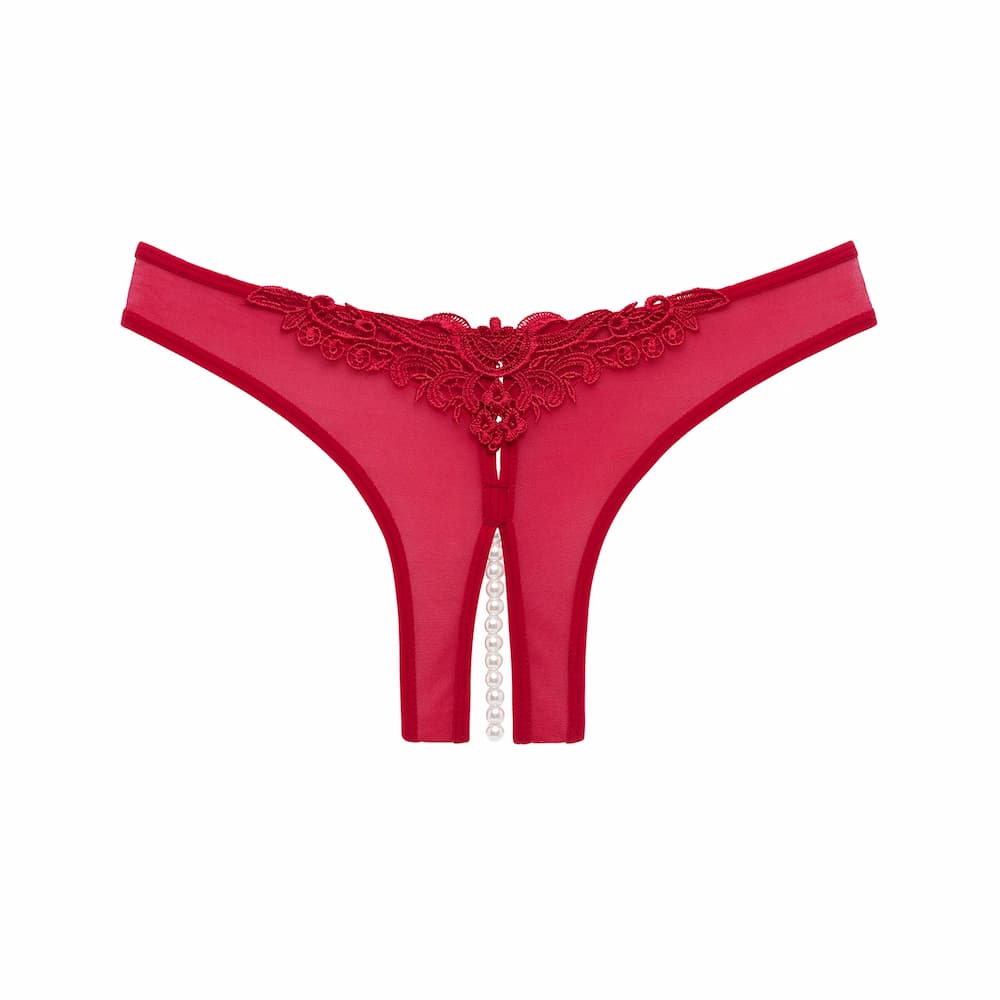 Oh La La Cheri Paradise Lace Pearl Thong Red