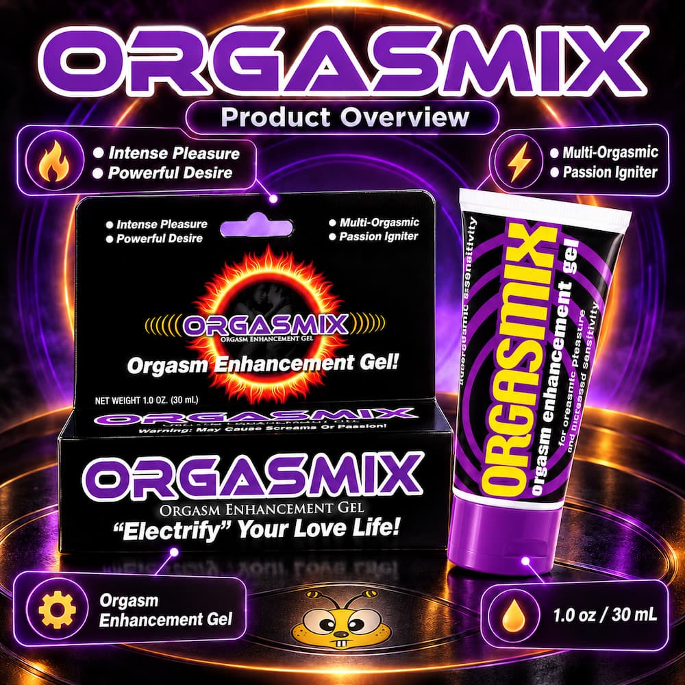 Orgasmix 1 oz arousal gel product features infographic