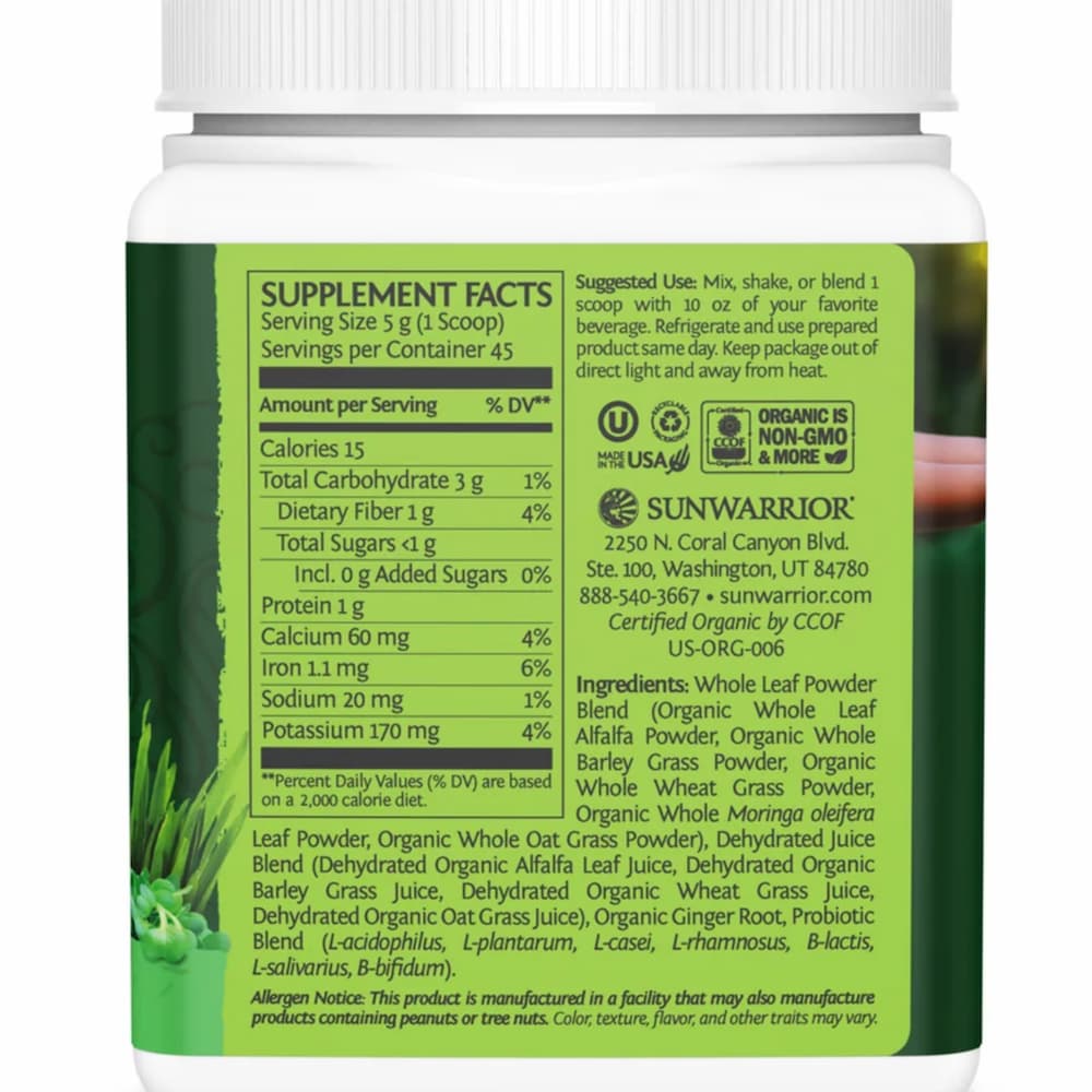 Ormus Supergreens Mint Ingredients