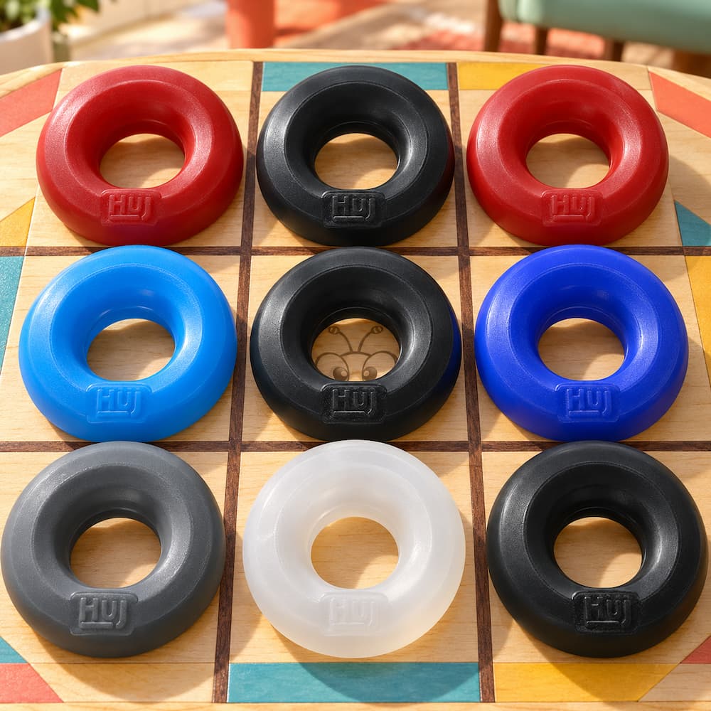 Oxballs Huj3 Cockring 3-Pack featuring a set of three separate Huj rings