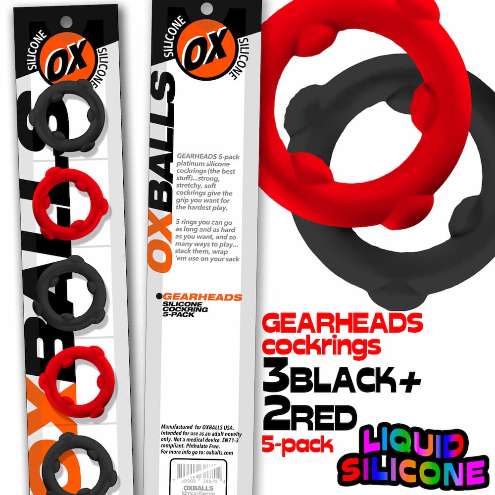 Oxballs Gearheads Cockring Red Black Packaging