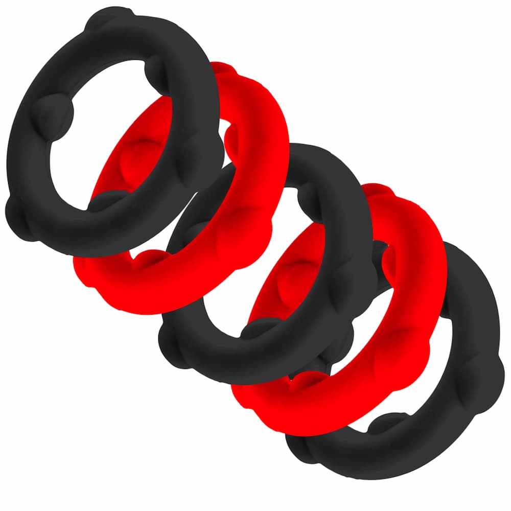 Oxballs Gearheads Cockring Red Black Set