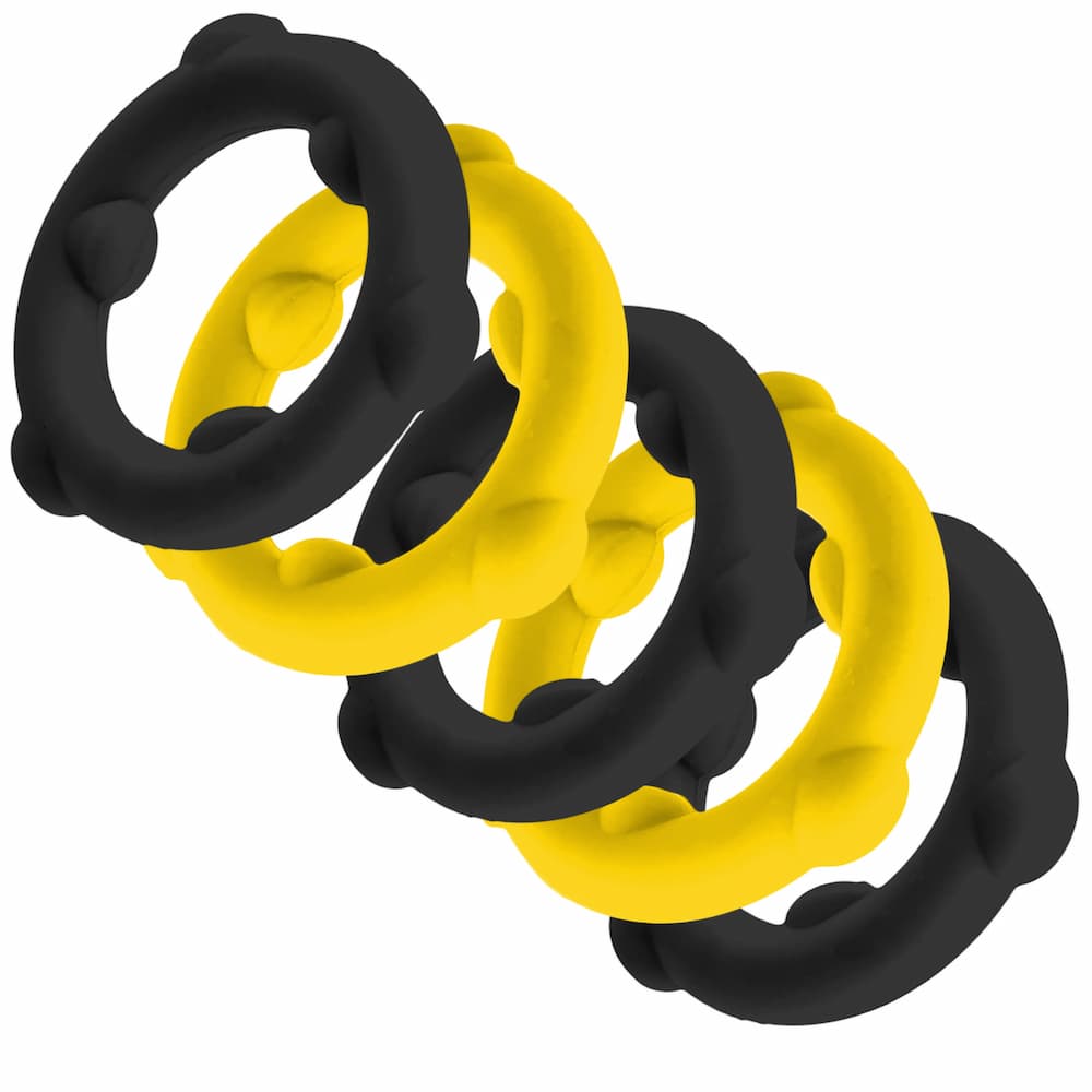 Oxballs Gearheads Cockring Yellow Black Set