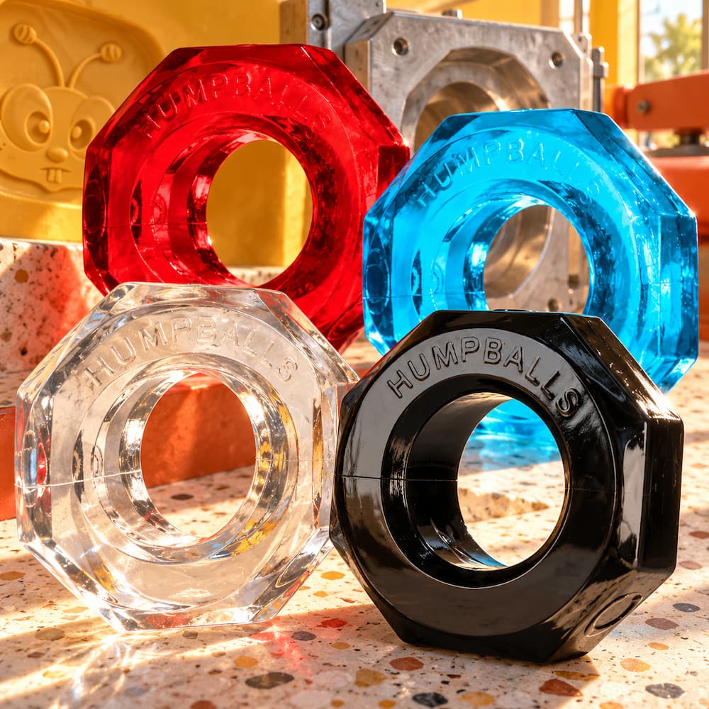 Oxballs Humpballs compact FLEX-TPR cockring with playful nut-shaped design, hero image