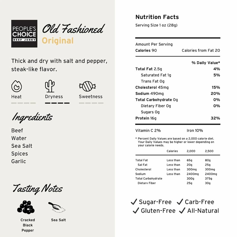 Peoples Choice Old Fashioned Ingredient List
