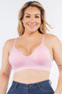 Plus  Size Seamless Bralette-Pink Front 