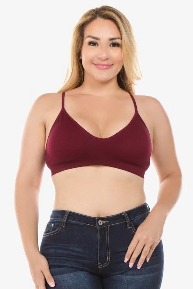 Plus Size Seamless Bralette Red Front