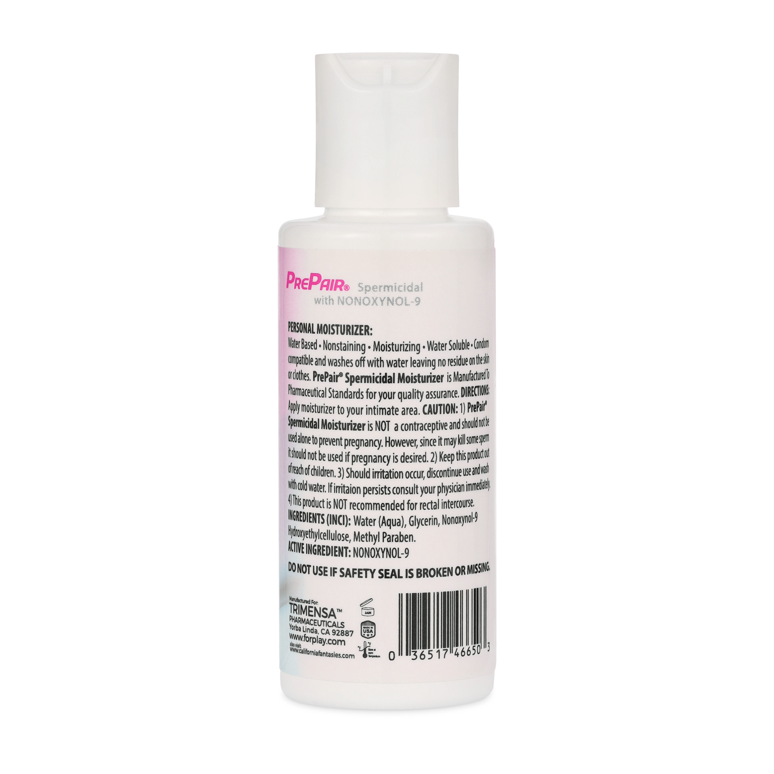 Prepair Sperm Lube 2.4oz - Back