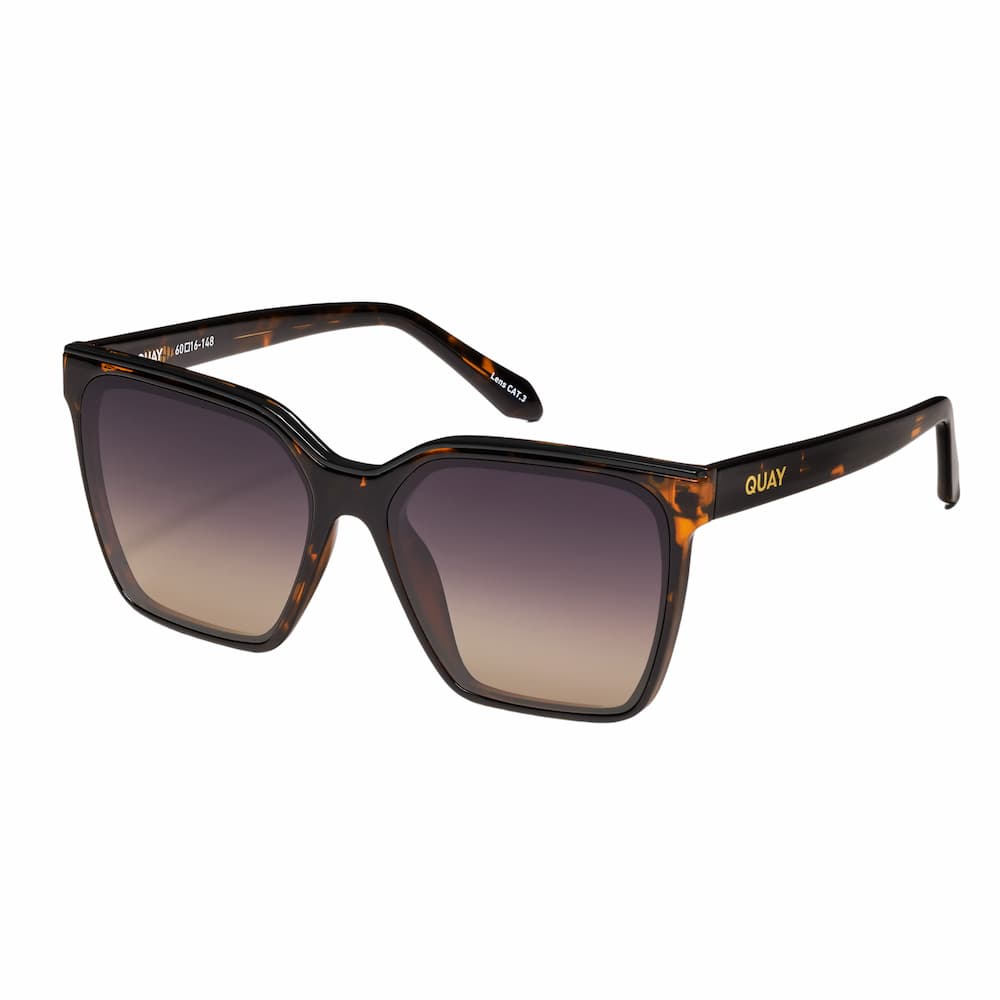 Quay Level Up Tort Gold Frame Smoke Polarized Lens Side