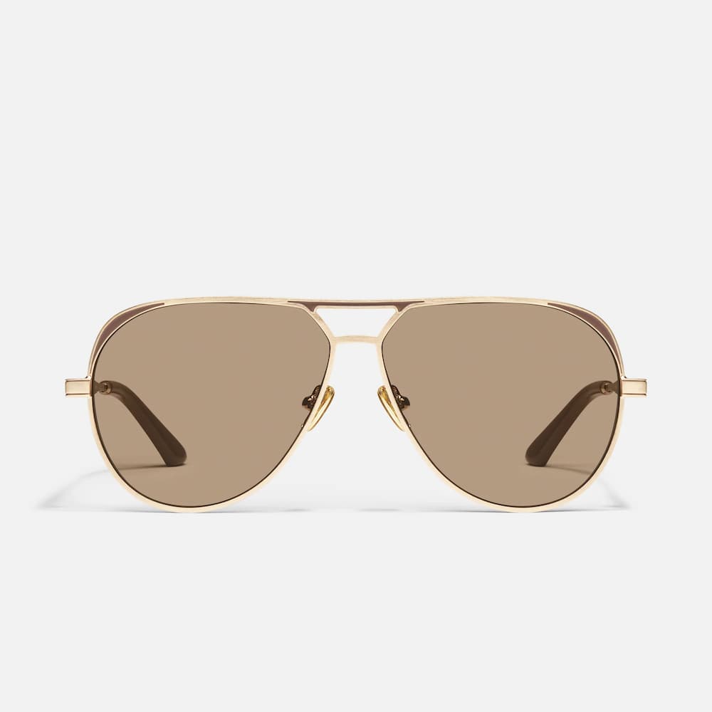 Quay Open Tab Gold Doe Tan Front