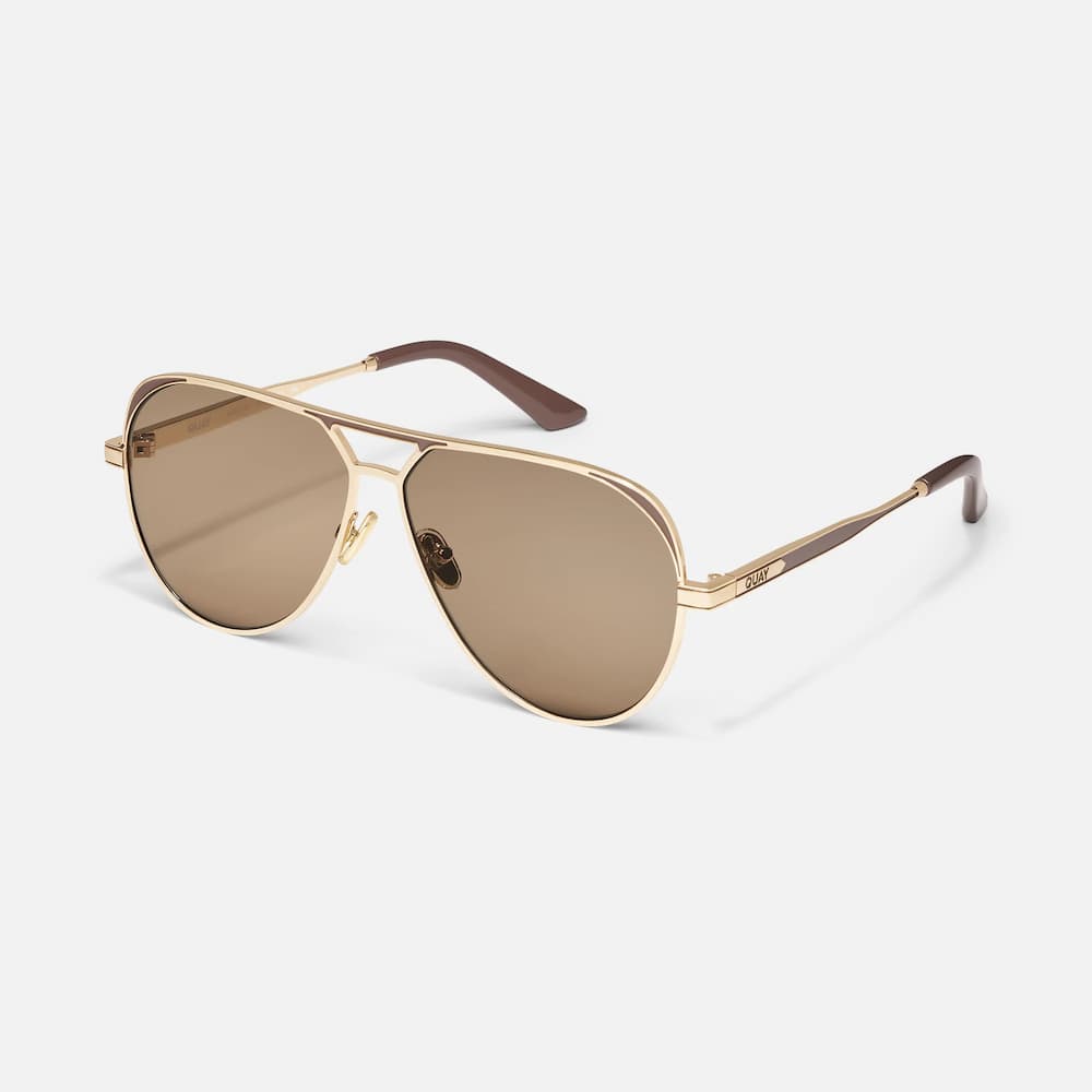 Quay Open Tab Gold Doe Tan Side