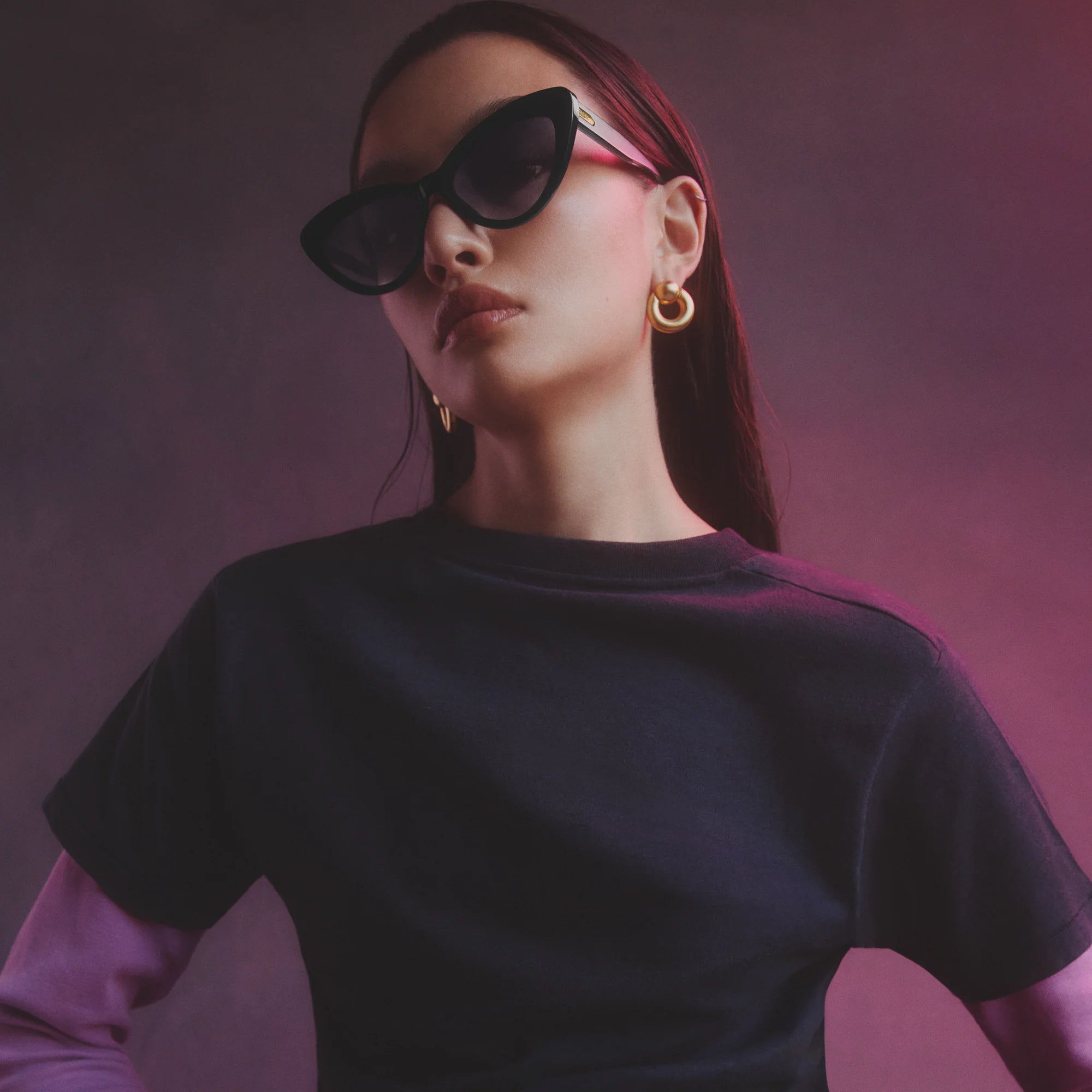 Quay Tempted Black Frame Smoke Lens Front Model