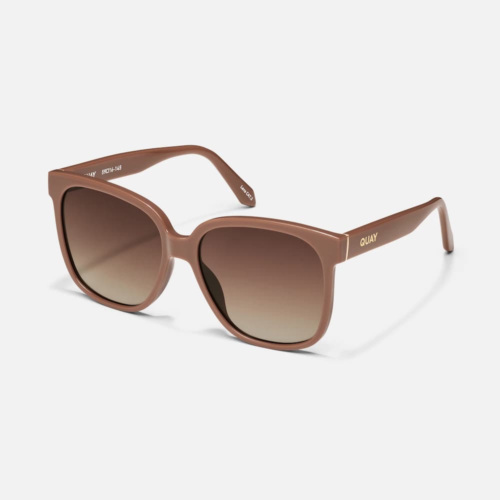 Quay Wide Awake Oat Brown Lens Front