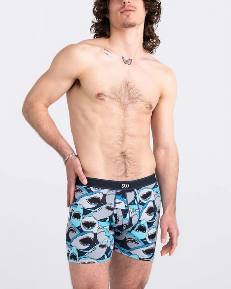 Saxx Daytripper Cotton Boxer Shark Tank Camo Navy Front