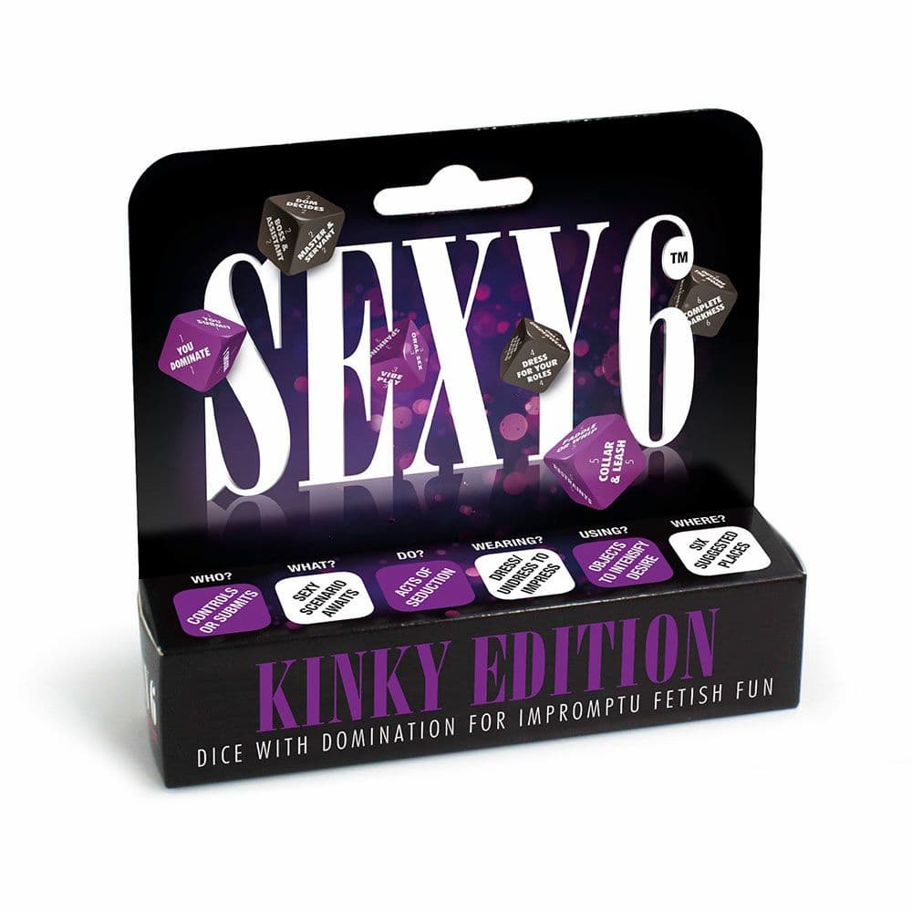 Sexy 6 Dice game packaging and dice set, adult party game for couples and lovers
