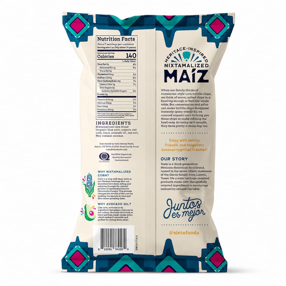 Siete Foods Maiz Lime Corn Tortilla Chips Ingredients