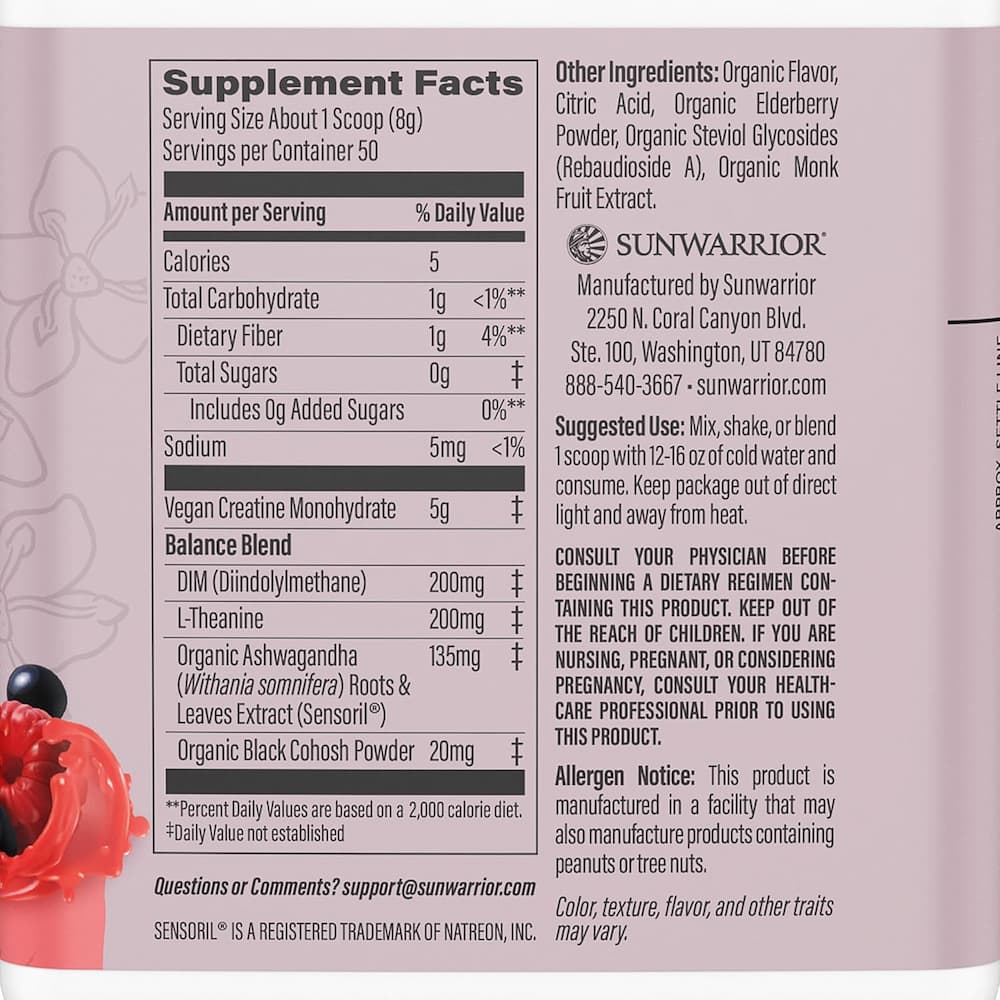 Sunwarrior Active Creatine Elderberry Ingredients