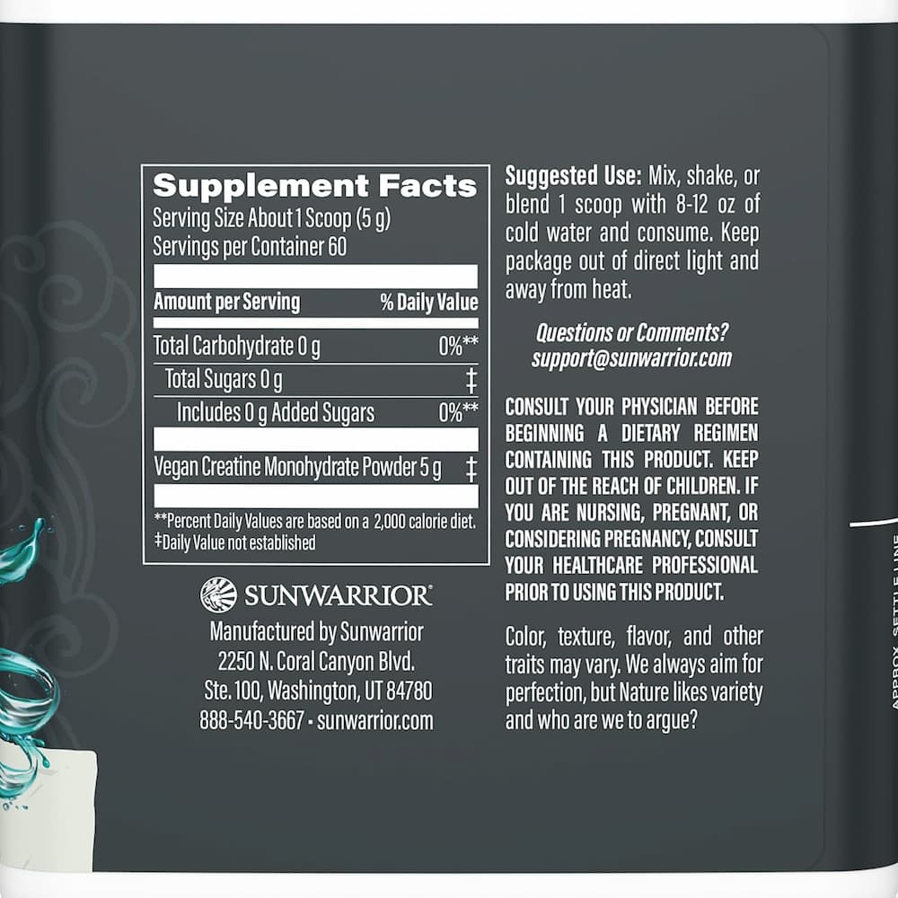 Sunwarrior Creatine Unflavored Ingredients