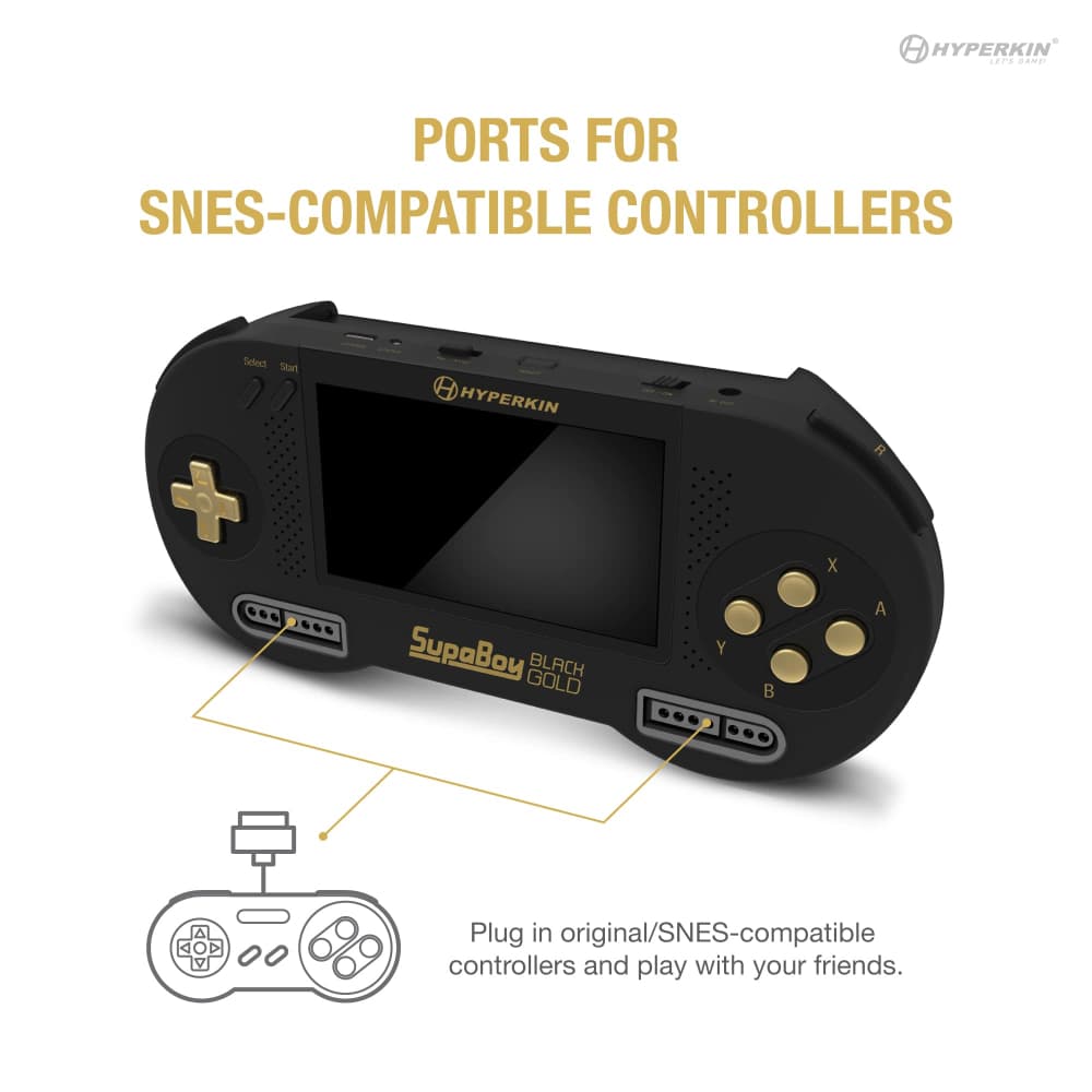 SupaBoy Portable Pocket Console Black Gold Controller