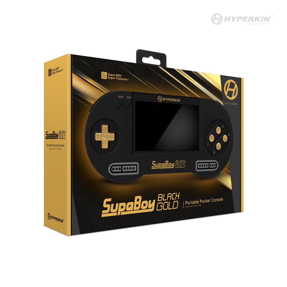 SupaBoy Portable Pocket Console Black Gold Packaging