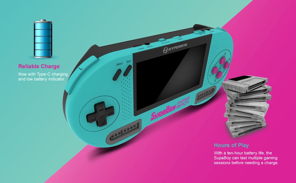 SupaBoy Portable Pocket Console Hyper Beach Battery Life