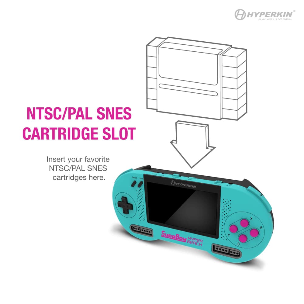SupaBoy Portable Pocket Console Hyper Beach Cartridge Slot