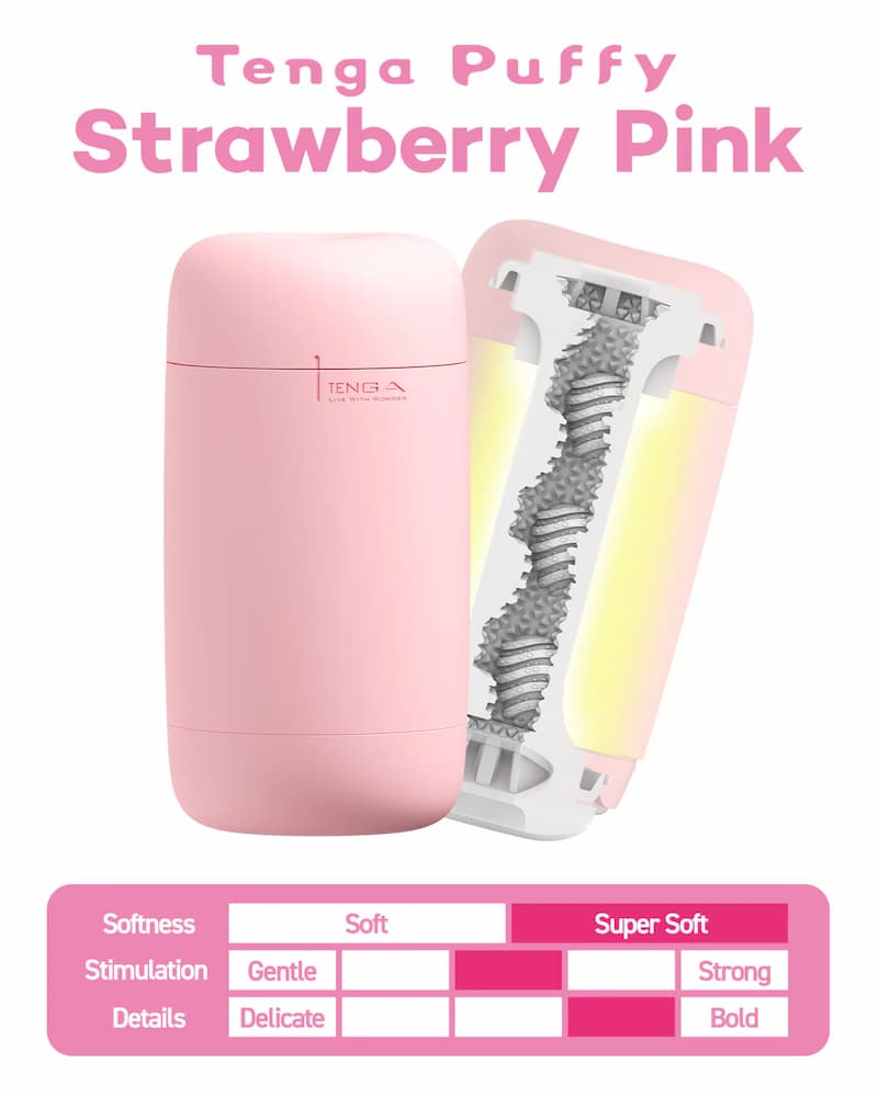 Tenga Puffy Strawberry Pink Features