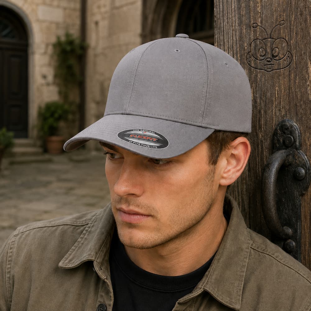 V-Flexfit Cotton Twill Cap Grey