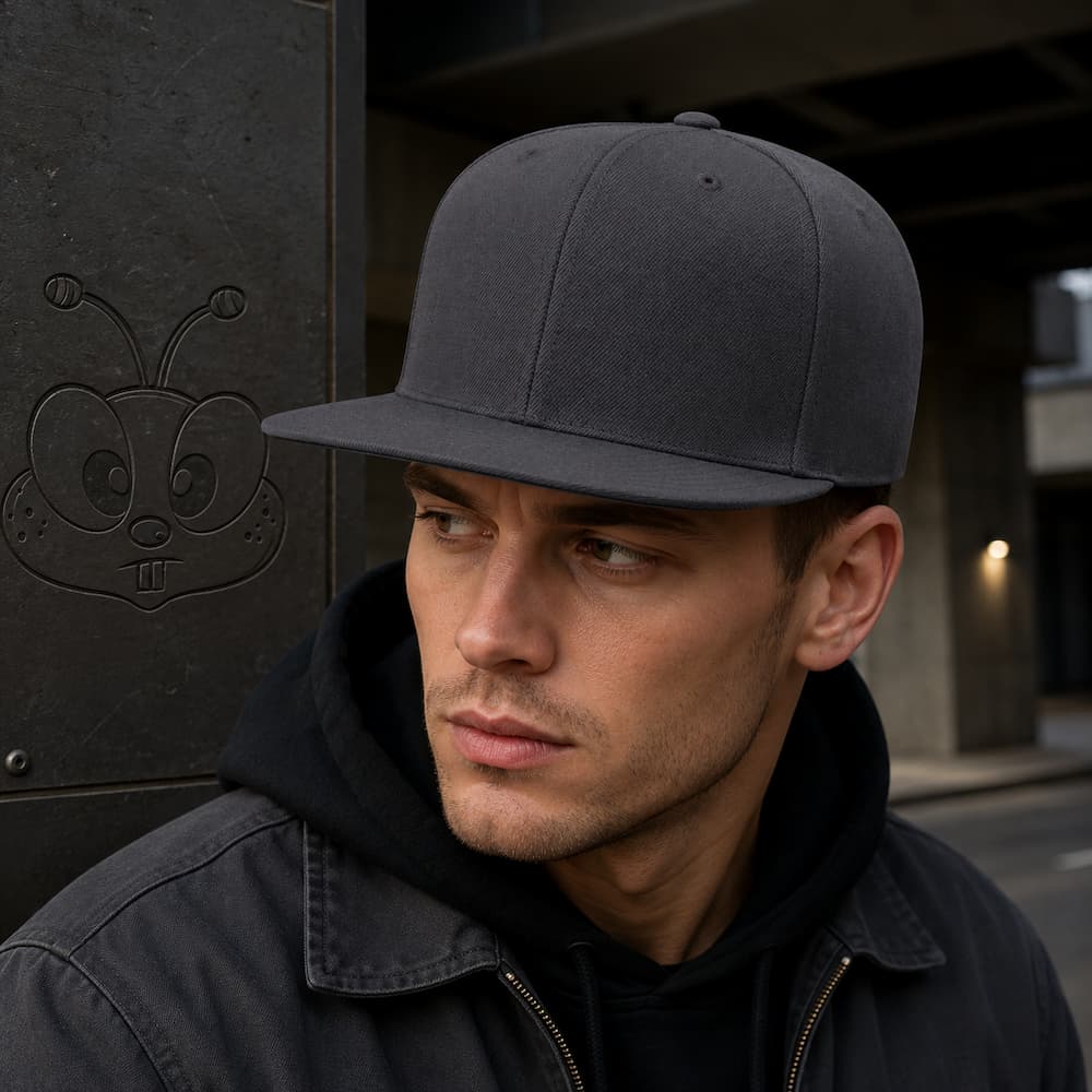 YP Classics Premium Snapback Cap Dark Grey Side View