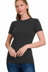 Zenana Basic Crew Neck T-Shirt Black Front