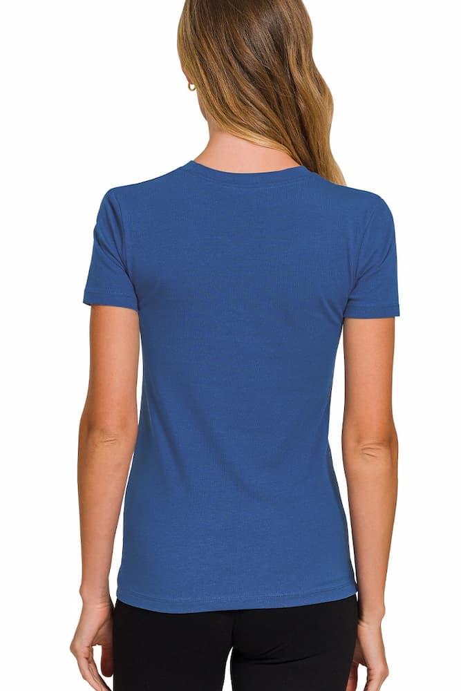 Zenana Basic Crew Neck T-Shirt Light Navy Back