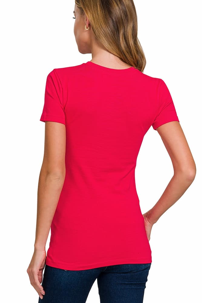 Zenana Basic Crew Neck T-Shirt Ruby Back