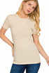 Zenana Basic Crew Neck T-Shirt Sand Beige