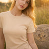 Zenana Basic Crew Neck Tee Beige