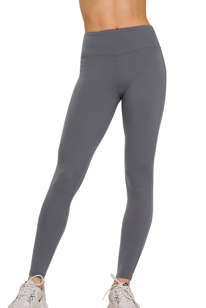 Zenana Buttery Soft High Waist Leggings Ash Grey Model View
