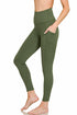 Zenana Buttery Soft High Waist Leggings Pockets Army Green Side View