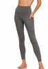 Zenana Buttery Soft High Waist Leggings Pockets Ash Grey Front View