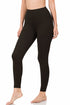 Zenana Buttery Soft High Waist Leggings Pockets Black Model View