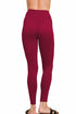 Zenana Buttery Soft High Waist Leggings Pockets Dark Burgundy Back View