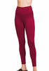 Zenana Buttery Soft High Waist Leggings Pockets Dark Burgundy Front View
