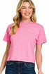 Zenana Cotton Crop Top Candy Pink Front View