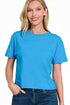 Zenana Cotton Crop Top Deep Sky Front View