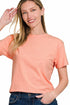 Zenana Cotton Crop Top Heather Coral Front View