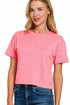 Zenana Cotton Crop Top Heather Fuschia Front View