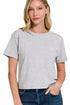 Zenana Cotton Crop Top Heather Grey Front View