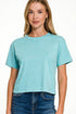 Zenana Cotton Crop Top Heather Teal Front View