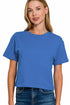 Zenana Cotton Crop Top Light Navy Front