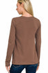 Zenana Cotton Long Sleeve Crew Neck T-Shirt Brown Back