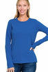 Zenana Cotton Long Sleeve Crew Neck T-Shirt Classic Blue Back