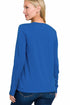 Zenana Cotton Long Sleeve Crew Neck T-Shirt Classic Blue Front